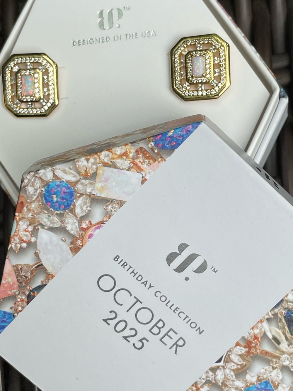 bp - Nothing But Sparkle - Gold - Octagon - Opal - October - Stud Earrings